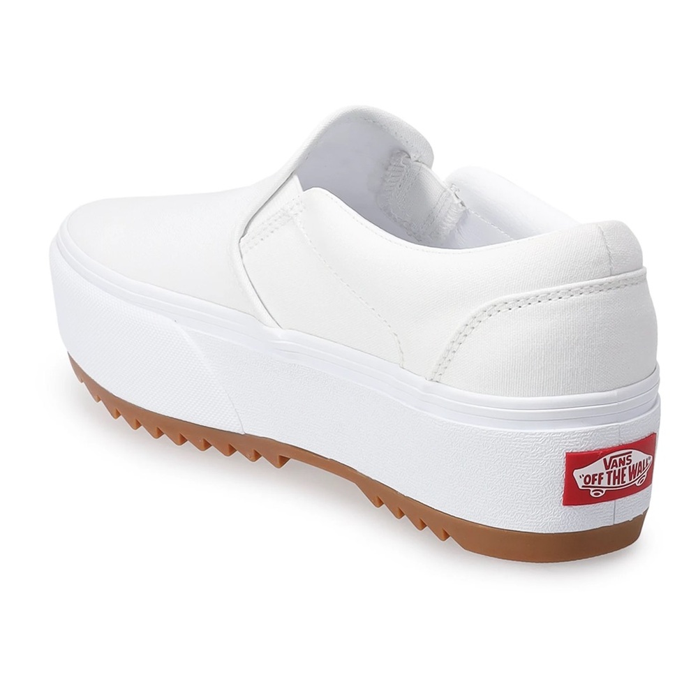 Vans® WHITE Asher Platform Women's Slip-On Shoes Sneakers Sz 8.5 - Picture 7 of 15